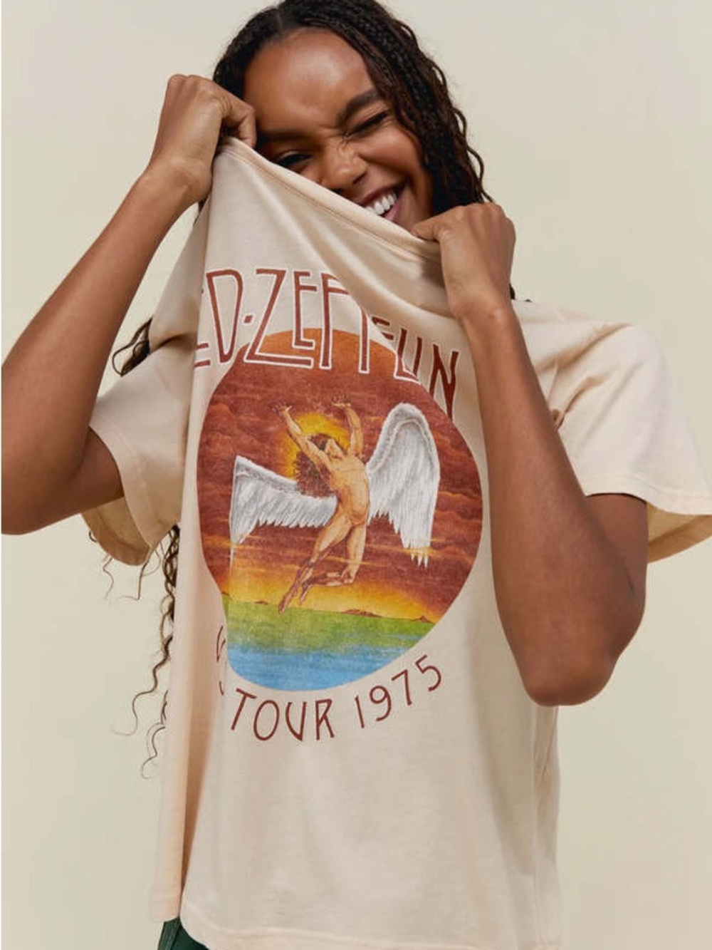 DAYDREAMER LED ZEPPELIN TOUR 1975 BOYFRIEND TEE - SZ Small, NWOT